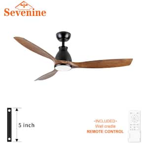 Splenda 52 in. Indoor Farmhouse Matte Black Ceiling Fans with 3-Colors Integrated LED and ABS Wood Grain Blades