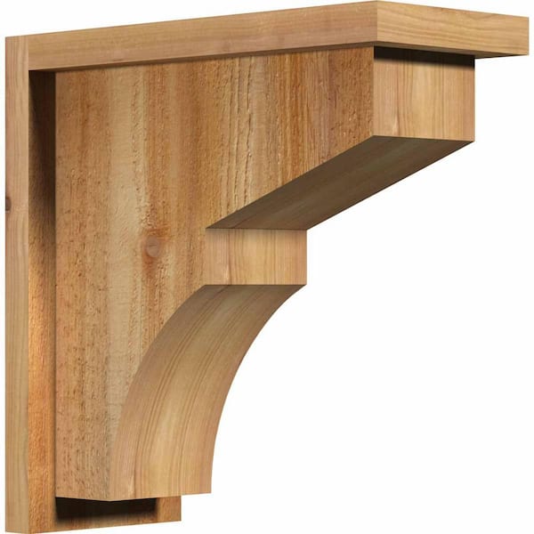 Ekena Millwork 6 in. x 14 in. x 14 in. Western Red Cedar Monterey Rough Sawn Corbel with Backplate