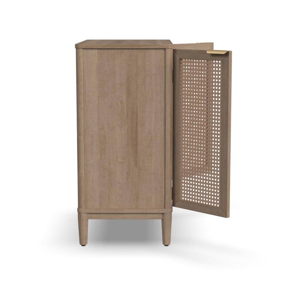 Brentwood Light Oak and Cane Bar Cabinet