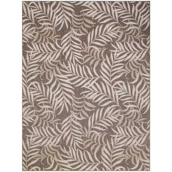 Nourison Garden Oasis Mocha 9 ft. x 12 ft. Nature-inspired Contemporary Area Rug