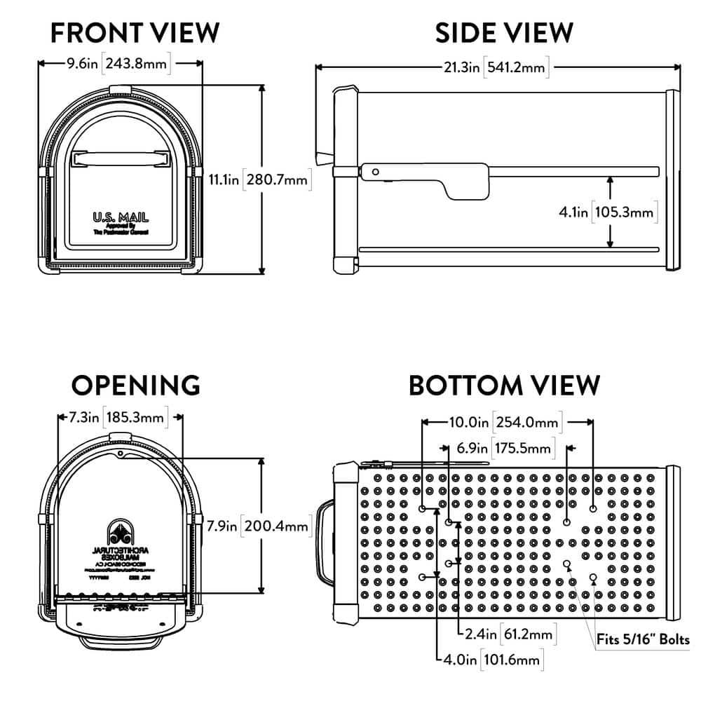 Copper Medium Post Mount Lockable Aluminum Mailbox