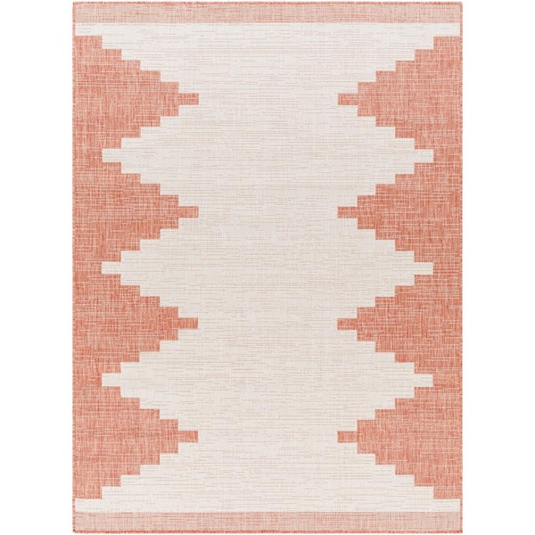 Livabliss Lageli Orange 4 ft. x 6 ft. Geometric Indoor/Outdoor Area Rug