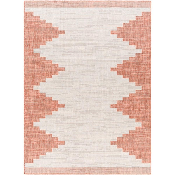 Lageli Orange 9 ft. x 12 ft. Geometric Indoor/Outdoor Area Rug
