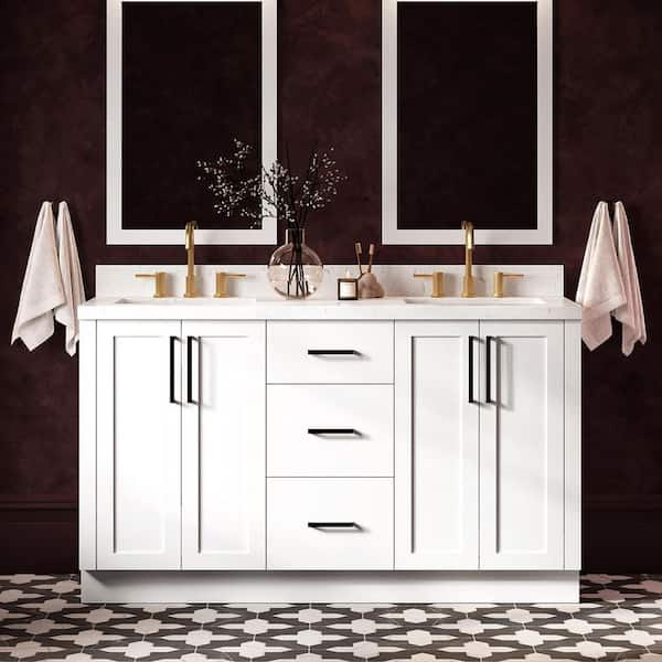 ARIEL Loren 60 in. Double Sink Freestanding Bathroom Vanity in