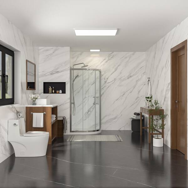 LORDEAR 36 in. W x 72 in. H Double Sliding Semi-Frameless Corner