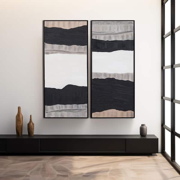 Liv & Skye 2-Piece Black/Gray Framed Dario Handpainted Canvas Art Print