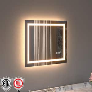 24 in. W x 32 in. H Rectangular Frameless Anti-Fog LED Light Wall Bathroom Vanity Mirror with Backlit and Front Light