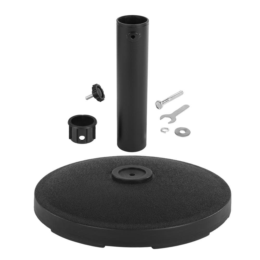 Black Round Concrete Outdoor Umbrella Base, 26 lbs