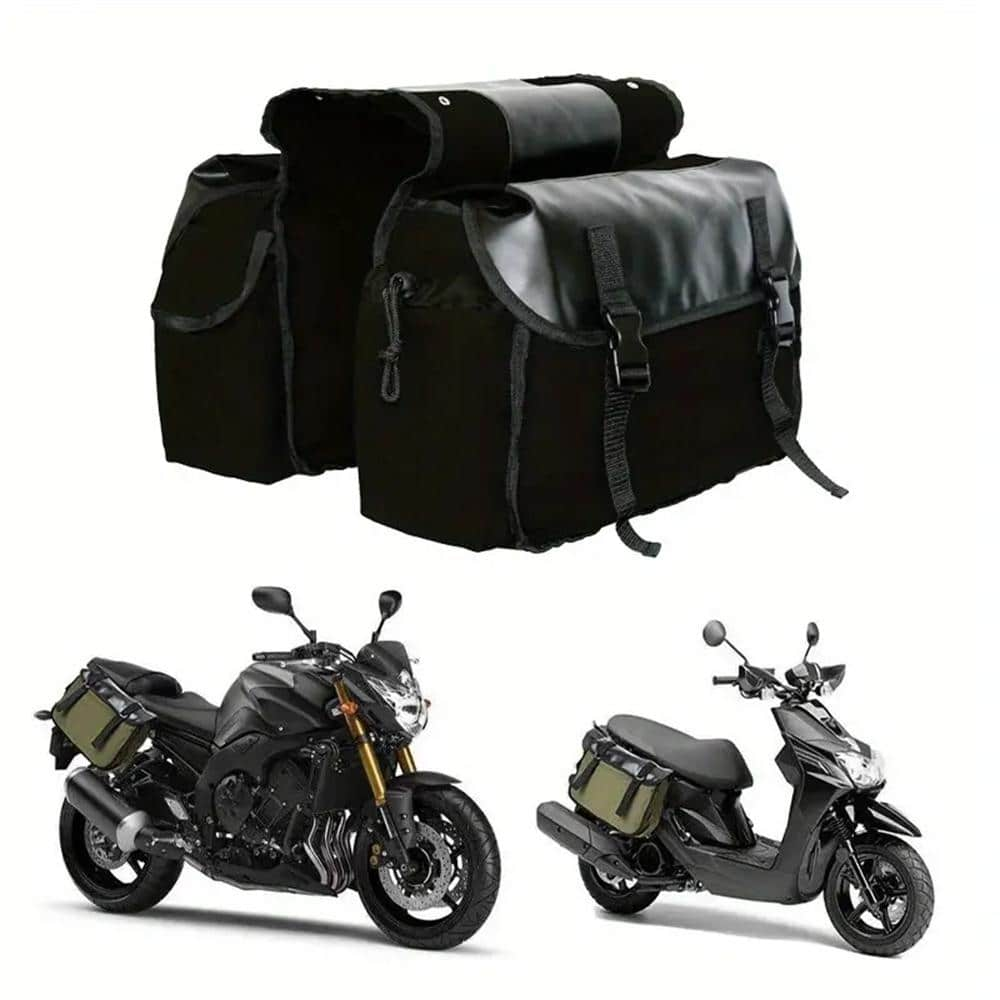 Leather Motorcycle Saddle Bag Black Pouch Saddlebags Panniers 2 Side Motorbike fashion Bag Set of 2 Bags