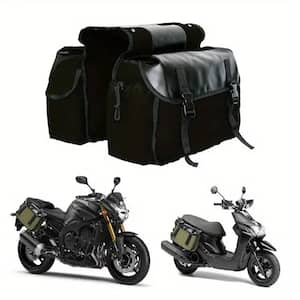 Motorcycle Saddle Bag with Large Capacity, Canvas Panniers Bags for Bicycle Bike Motor, Black