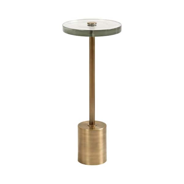 Xyler 10 in. Gold Round Glass End Table