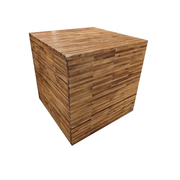 Benjara 18 in. Brown Square Wood End Table with Wooden Frame