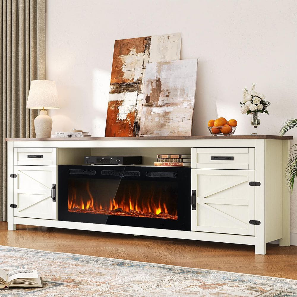 Sizzim 80 in. Freestanding Engineered Wood Electric Fireplace TV