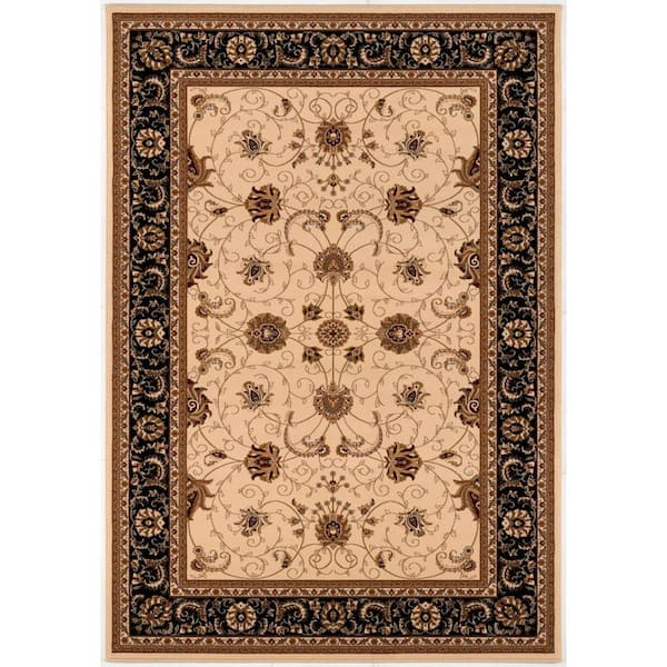 10 ft. x 13 ft. Black and Tan Oriental Washable Non Skid Area Rug