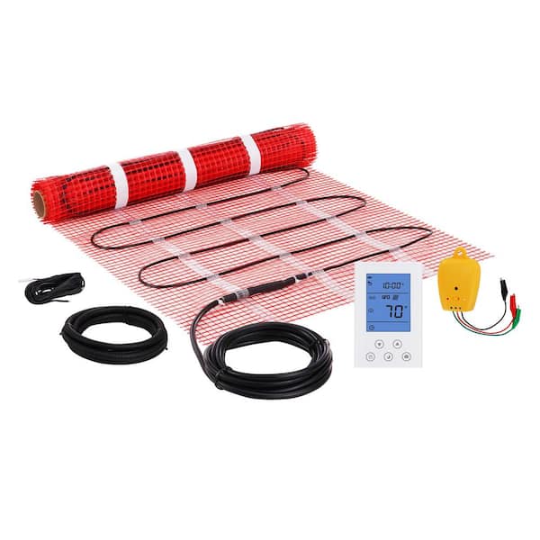 VEVOR Floor Heating Mat 10 Sq.ft Electric Radiant In-Floor Heated Warm System with Digital Floor Sensing Thermostat