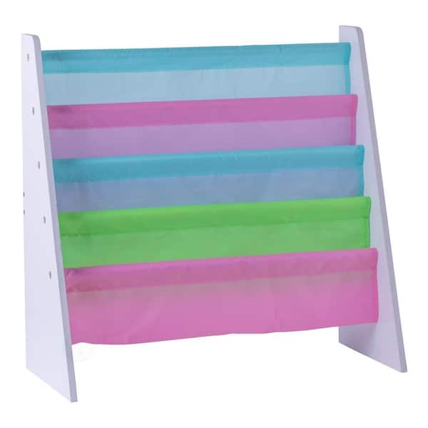 4 Tiered Colorful Lined Kids' Sling Magazine Book Rack