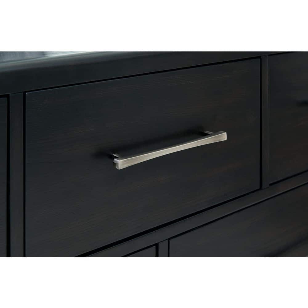Black Modern Nightstand with LED Light and USB Ports