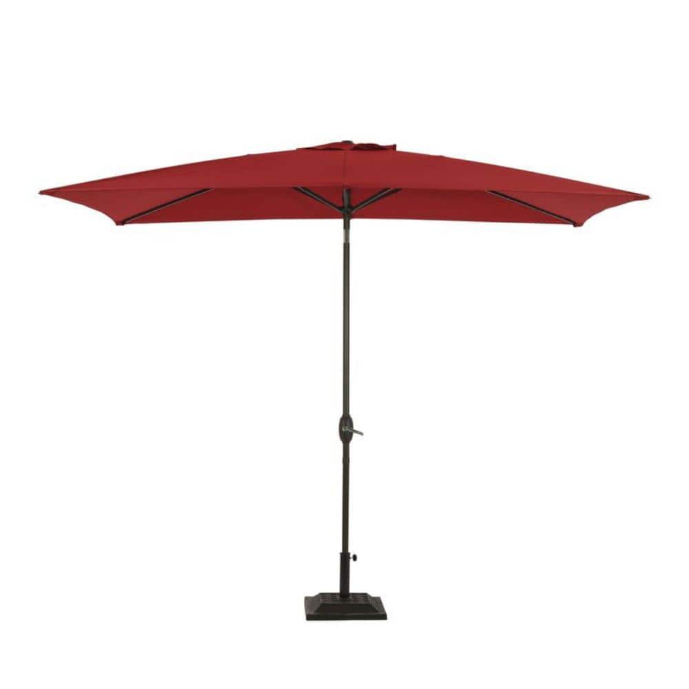 10 ft. Rectangular Market Patio Umbrella with Push Button Tilt/Crank in Red