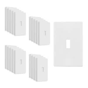 1-Gang Toggle Plastic Screwless Wall Plate, White (20-Pack)