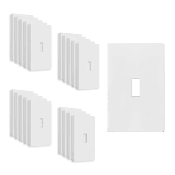 ENERLITES 1-Gang Toggle Plastic Screwless Wall Plate, White (20-Pack)