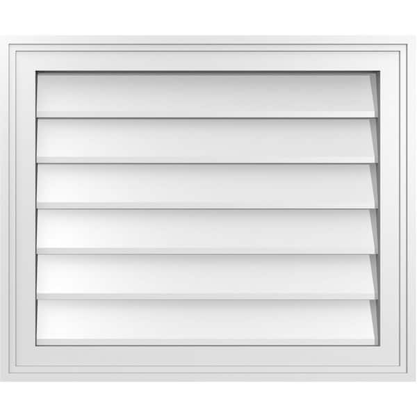 Ekena Millwork 24 in. x 20 in. Vertical Surface Mount PVC Gable Vent: Decorative with Brickmould Frame
