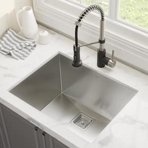 Pax All-in-One Undermount Stainless Steel 24 in. Single Bowl Kitchen Sink with Faucet in Stainless Steel/Matte Black