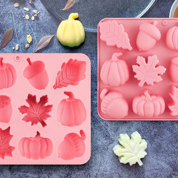LAIFUCAM Thanksgiving Fall Silicone Molds 2 Pack 9-Cavity Pumpkin