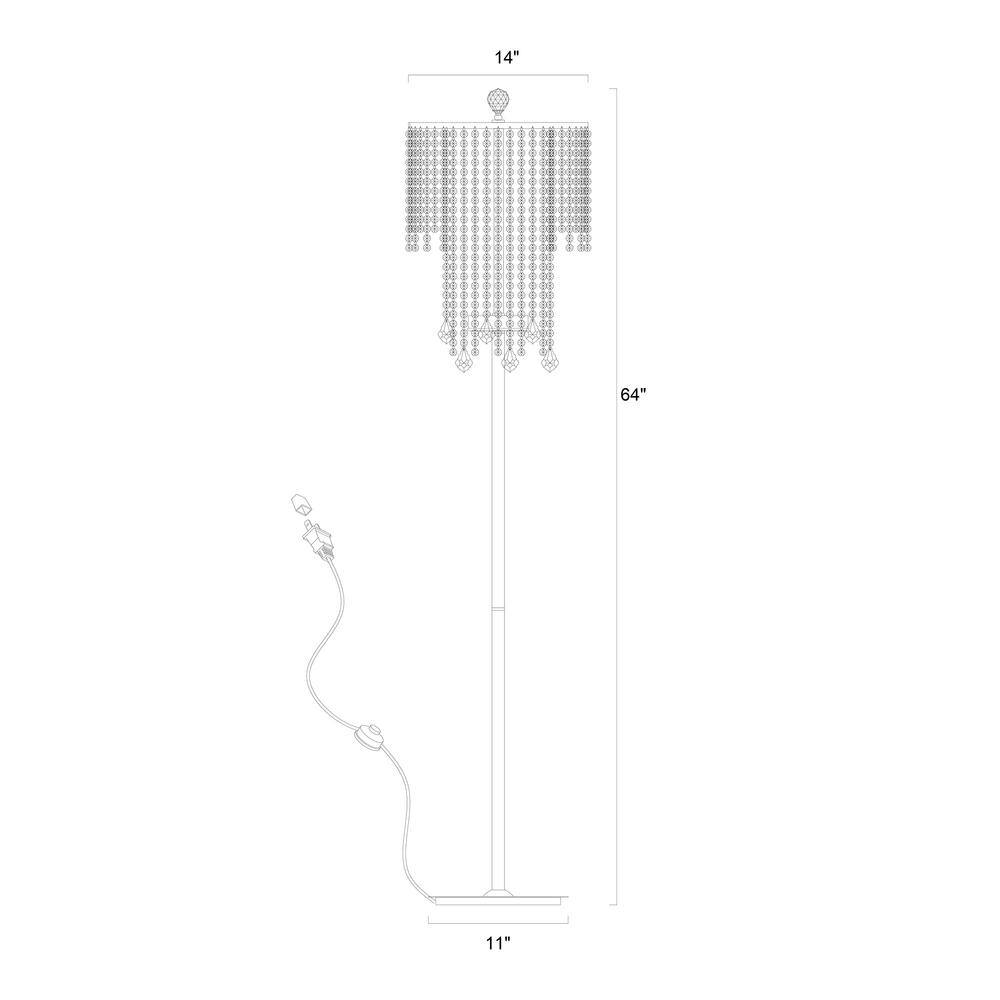 Elegant Chrome and Crystal 15" Floor Lamp for Soft Illumination