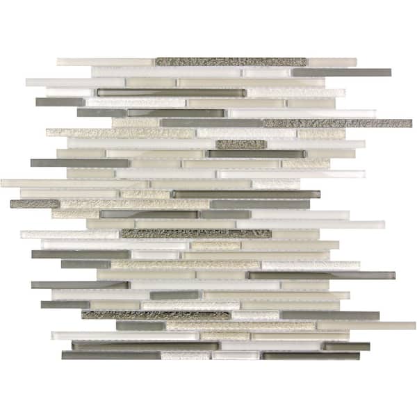 Apollo Tile Waterfall Beige and White 4 in. x 5 in. Polished Linear Glass Mosaic Floor and Wall Tile Sample (0.13 sq. ft./Piece)