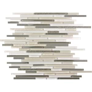 Waterfall Beige and White 11.8 in. x 11.8 in. Linear Glass Mosaic Floor and Wall Tile (4.83 sq. ft./Case)