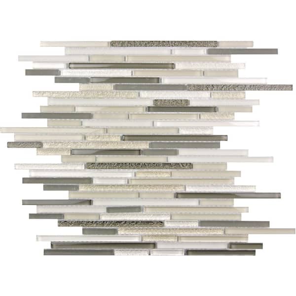 Apollo Tile Waterfall Beige and White 11.8 in. x 11.8 in. Linear Glass Mosaic Floor and Wall Tile (4.83 sq. ft./Case)