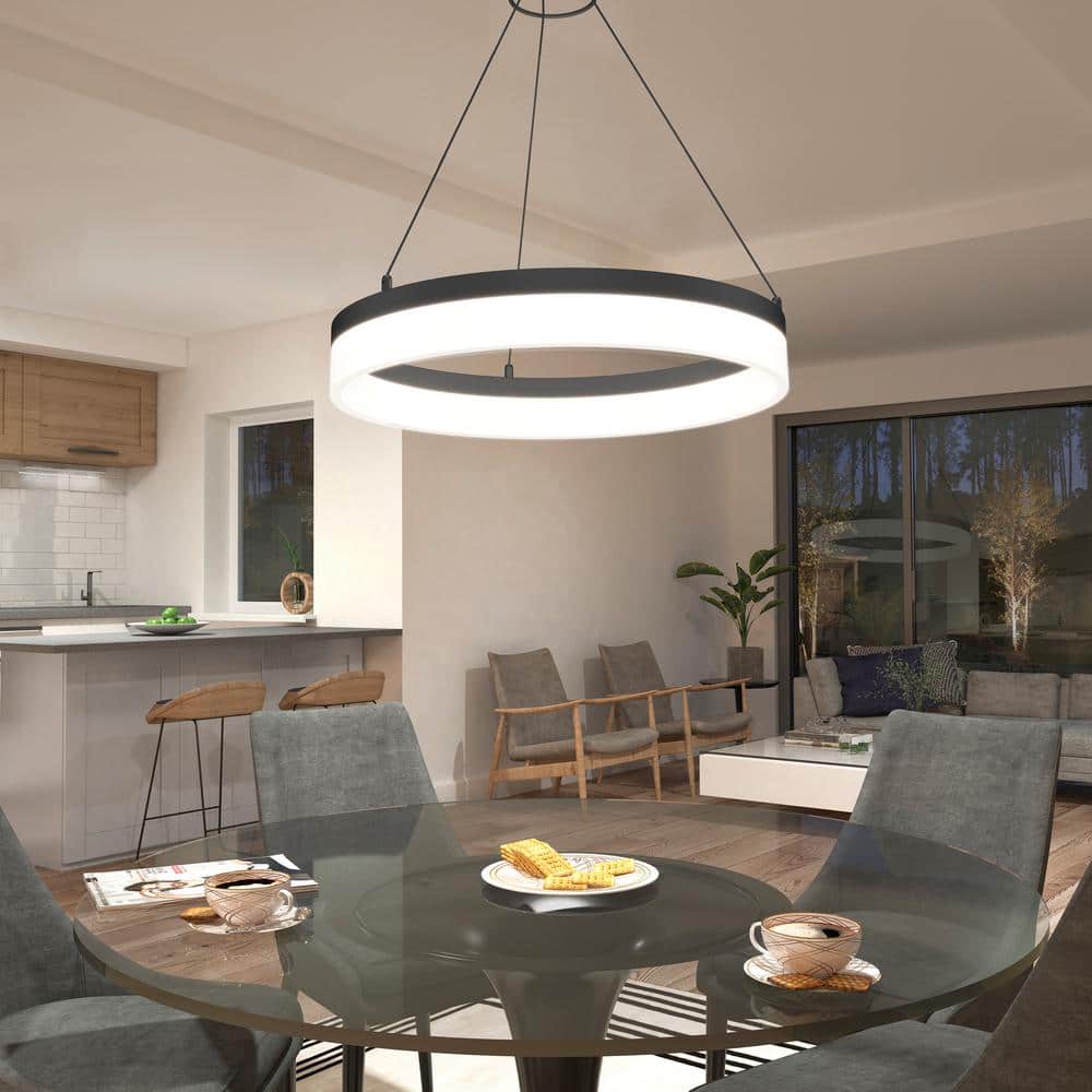 Optical Crystal Drum LED Pendant Light in Black