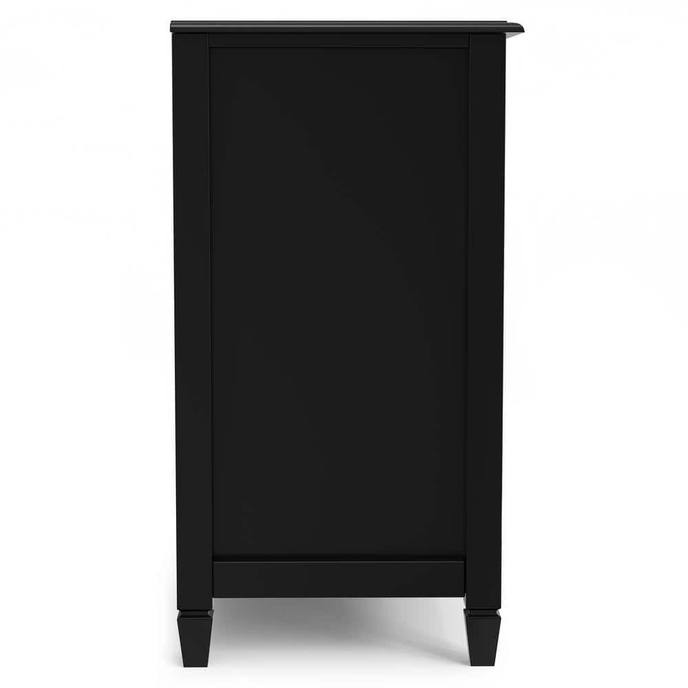 Black Solid Wood 60" Wide Storage Cabinet Buffet with Adjustable Shelving