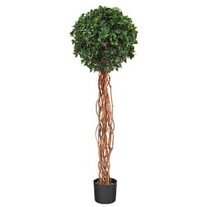 4.5ft. English Ivy Single Ball Artificial Topiary Tree with Natural Trunk UV Resistant (Indoor/Outdoor)