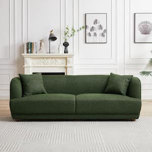 Vernette 87 in. Round Arm Linen Rectangle Luxury Sofa in Green