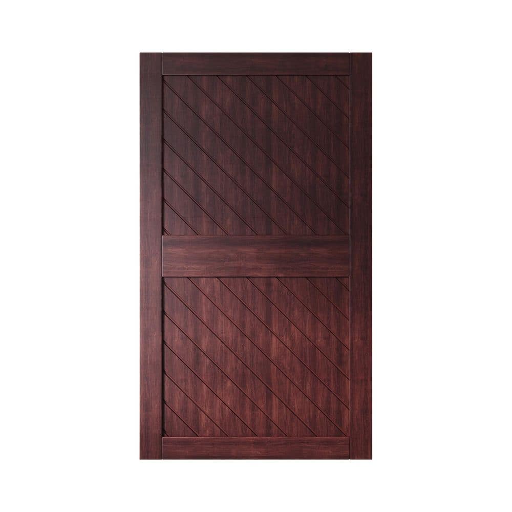 XT2 48 in. x 84 in. C-Panel Solid Core Red Mahogany Slanted Stripe Design Pine Wood Interior Sliding Barn Door Slab price history on PriceWatchPro
