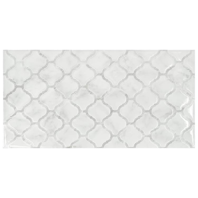 smart tiles Arabesco Marble White 22.56 in. x 11.58 in. Vinyl Peel and Stick Tile (3.57 sq. ft./ 2-pack)