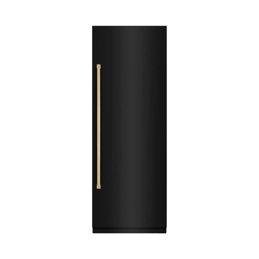 ZLINE Kitchen and Bath 30 in. 16.7 cu. ft. Freezerless Column Refrigerator in Black Stainless Steel with Graphite Gray Interior & Gold Accents