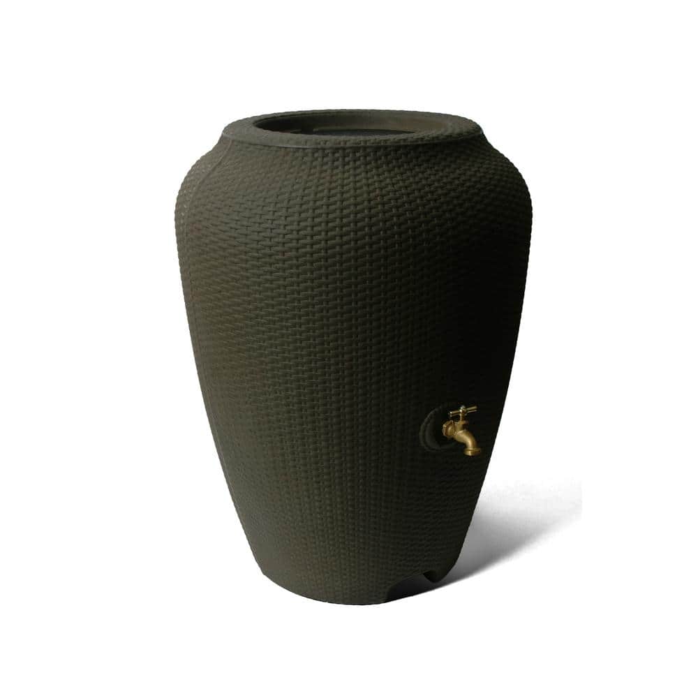 Algreen Wicker 50 Gal. Brownstone Rain Barrel 81314 The Home Depot