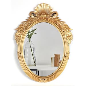 35 in. H x 26 in. W Medium Oval Antique Gold Framed Wall Mirror