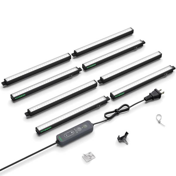 1 ft. 56W Full Spectrum T5 LED Grow Light Strip with Timer, Dimming Controller, Warm White (8-Pack)