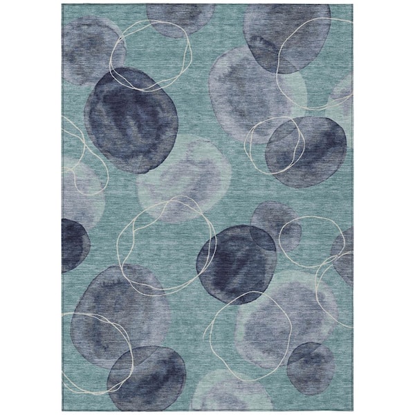 Chantille Machine Washable Indoor/Outdoor Abstract ACN3085 Teal 10 ft. x 14 ft. Area Rug
