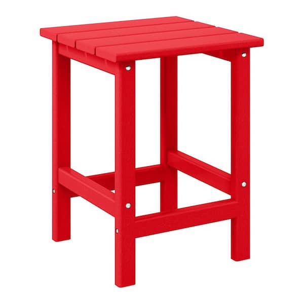 WESTIN OUTDOOR Mason 18 in. Red Poly Plastic Fade Resistant Outdoor Patio Square Adirondack Side Table