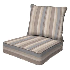 Outdoor Deep Seating Lounge Chair Cushion in Stripe Taupe