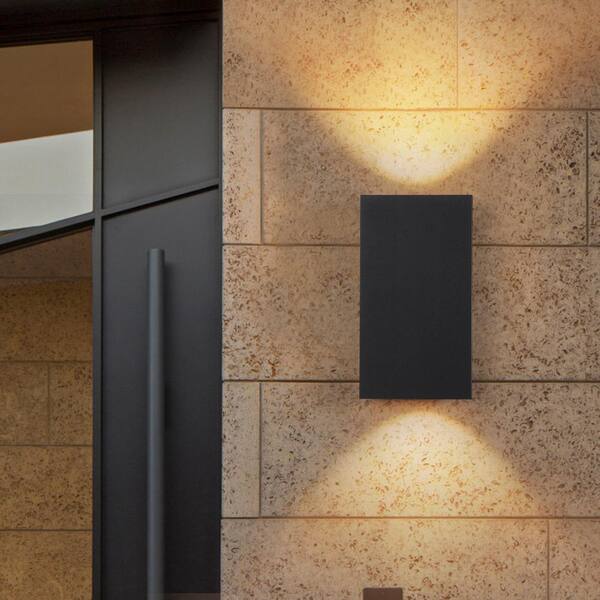 Barry 2-Light Modern Black Outdoor Integrated LED Wall Lantern Sconce