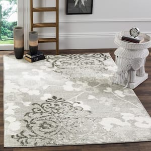 Adirondack Silver/Ivory Doormat 3 ft. x 5 ft. Floral Area Rug
