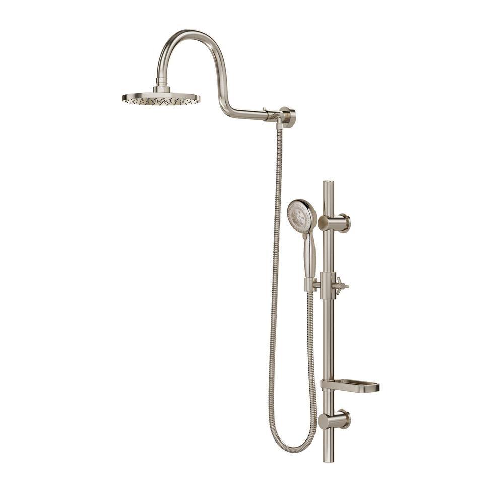 Brushed Nickel Adjustable Rain and Handheld Shower System