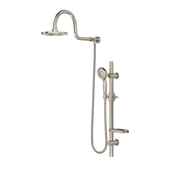 PULSE Showerspas AquaRain 3-Spray Retrofit Shower System with Hand shower & Showerhead Combo & Wall Bar Shower Kit in Brushed Nickel