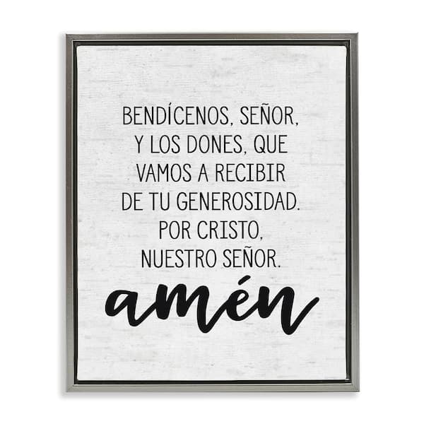 Stupell Industries Dinner Prayer by Lettered and Lined Gray Floater Frame Religious Graphic Art Print 21 in. x 17 in.