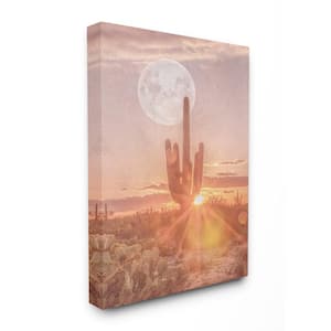 30 in. x 40 in. "Sunset Moonrise Southwestern Peach Tinted Photograph Canvas Wall Art" by Ramona Murdock